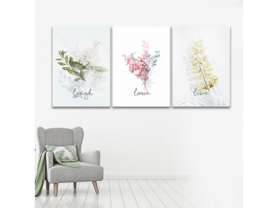Flores pastel simil pintura x 3