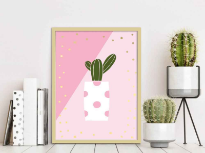 Cuadro con marco cactus dibujo