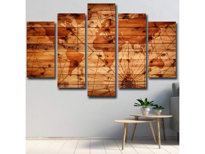 Poliptico planisferio simil madera