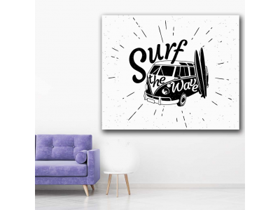Surf the wave blanco y negro