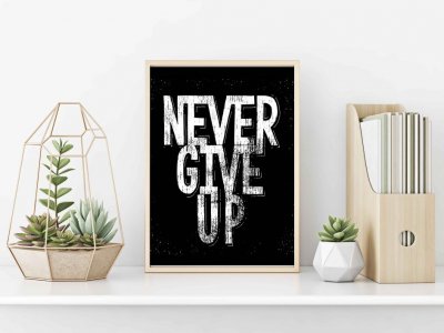 Cuadro con marco never give up