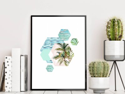 Cuadro con marco palmera tropical