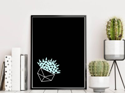 Cuadro con marco Cactus neon 3