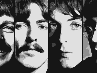 The Beatles rostros en gris